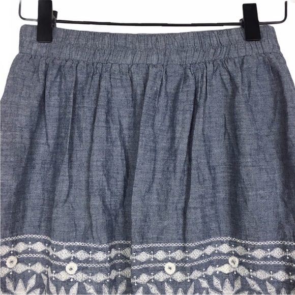 EVERLY Skirt Lucy Chambray Embroidered Boho Prairie Southwestern Festival Small - Picture 8 of 13